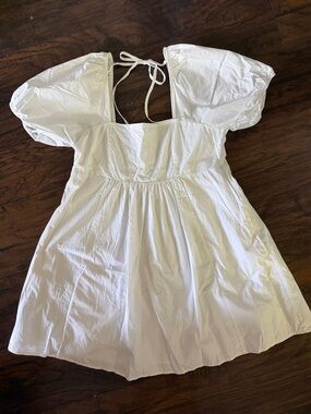 Draper James White Puff Sleeve Babydoll Dress